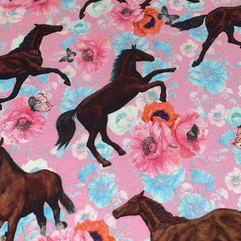 0.5M FLORAL HORSES DIGITAL FRENCH TERRY £10.95PM - NorthernMonkeyMakes