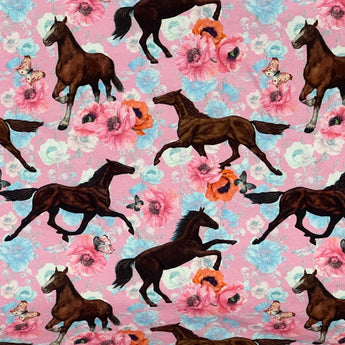 0.5M FLORAL HORSES DIGITAL FRENCH TERRY £10.95PM - NorthernMonkeyMakes