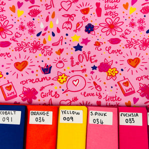 2MTR PINK DIARY DOODLES COTTON JERSEY SPECIAL BUY