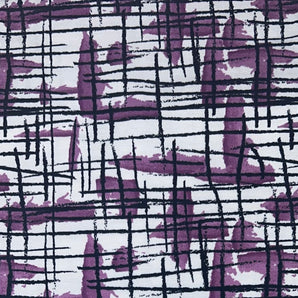 PURPLE ABSTRACT LINES COTTON JERSEY