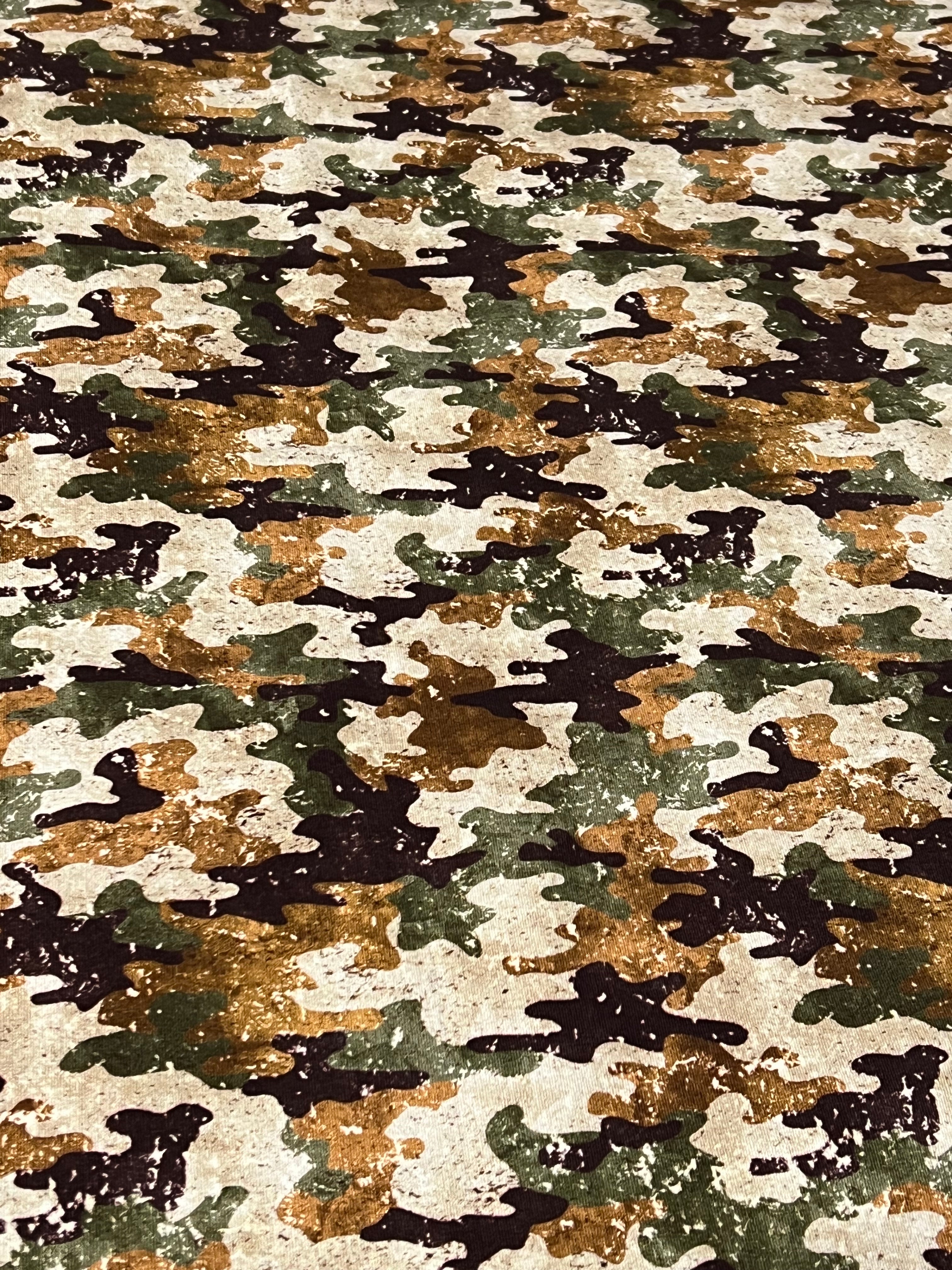 0.5M BEIGE & KHAKI PAINTED CAMO DIGITAL FRENCH TERRY £10.50PM - NorthernMonkeyMakes
