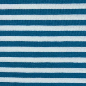 1M REMNANT TURQUOISE YARN DYED 5MM STRIPES COTTON JERSEY