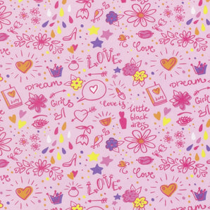 0.5M PINK DIARY DOODLES COTTON JERSEY £8.50PM - NorthernMonkeyMakes