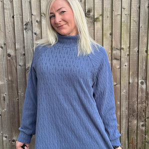 0.5M INDIGO CABLE KNIT 420GSM £9.30PM - NorthernMonkeyMakes