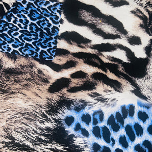 2MTR  BLUE PATCHWORK ANIMAL PRINT VISCOSE JERSEY SPECIAL BUY