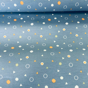 0.5M BLUE TRIANGLES & SPOTS COTTON JERSEY £8.50PM - NorthernMonkeyMakes