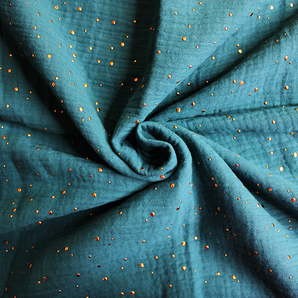 TEAL GOLD SPECKLED DOUBLE GAUZE
