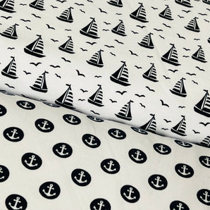 WHITE ANCHORS COTTON JERSEY