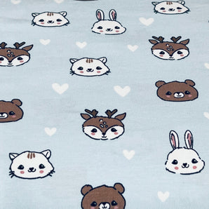 2MTR BLUE ANIMAL HEARTS COTTON JERSEY SPECIAL BUY