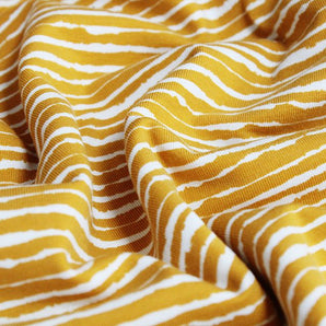 YELLOW PAINTED STRIPES COTTON JERSEY