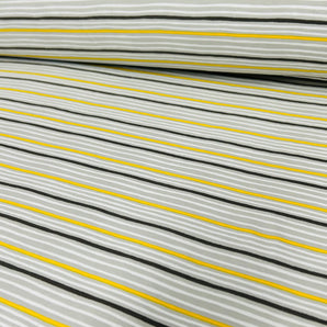 3.12M REMNANT YELLOW & GREY STRIPES COTTON JERSEY 220GSM